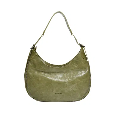 Plinio Visona' Olive Green Naplack Half-moon Bag