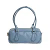 Plinio Visona' Portable Shoulder Bag In Smooth Azure Leather