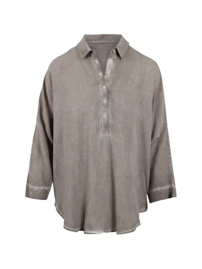 Ploumanac'h Button-down Long-sleeve Polo Shirt In Gray