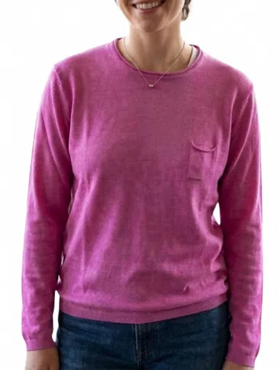 Ploumanac'h Cotton With Chest Ticket Pocket Sweater - Plus In Candy In Pink