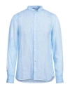 Ploumanac'h Man Shirt Azure Size 15 ¾ Linen In Blue