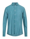 Ploumanac'h Man Shirt Deep Teal Size 16 Cotton, Nylon, Elastane In Green