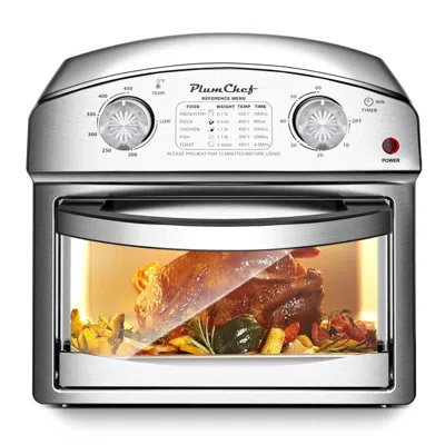 Plumchef 12.5 Quart 7-in-1 Convection Toaster Oven, 1500w, Stainless Steel, With 5 Pre-set Menus - Roast, Bak