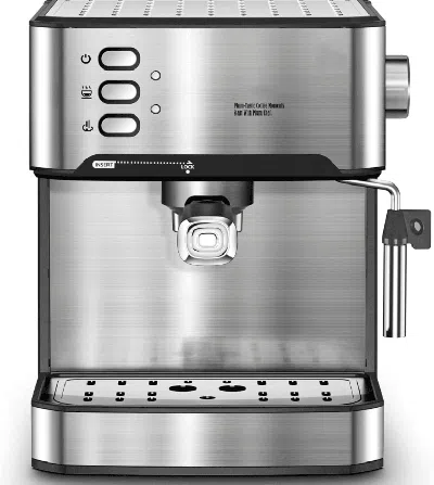 Plumchef 20bar Home Coffee Maker-semi-automatic Coffee Machine With Milk Frother, Visual Temperature And Pres