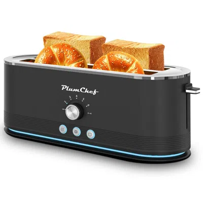 Plumchef 4-slice Toaster, 7 Browning Settings, Defrost/reheat Functions, Removable Crumb Tray, Full Body Stai In Black
