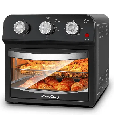 Plumchef Pizza Oven & Bread Machine, French Double-door Air Fryer With 12.5 Quart Capacity, 1500w Power, 360°