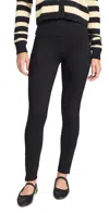Plush High-waist Slim Pants With Zippers Black L In Black