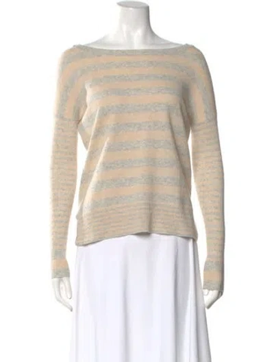 Pre-owned Ply Cashmere Cashmere Striped Sweater In Neutral