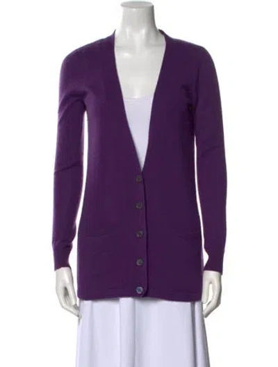 Pre-owned Ply Cashmere Cashmere V-neck Sweater In Purple