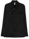 P.m.d.s Pmds Button-fastening Black Shirt Jacket With Flap Pockets In Black