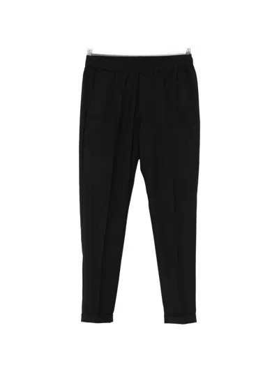 P.m.d.s Elasticated-waist Turn-up Trousers In Black