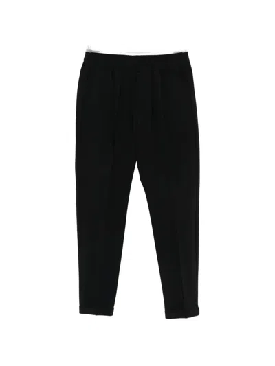 P.m.d.s Elasticated-waistband Pressed-crease Trousers In Black