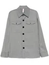 P.m.d.s Pmds Medium Grey Button-up Shirt Jacket With Flap Pockets In Gray