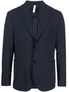 P.m.d.s Navy Blue Single Breasted Blazer In Blue