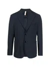 P.m.d.s Navy Blue Single Breasted Blazer In Blue