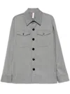 P.m.d.s Pmds Medium Grey Button-up Shirt Jacket With Flap Pockets In Gray