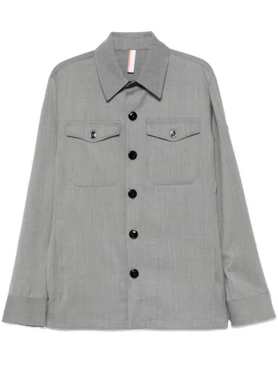 P.M.D.S PMDS MEDIUM GREY BUTTON-UP SHIRT JACKET WITH FLAP POCKETS