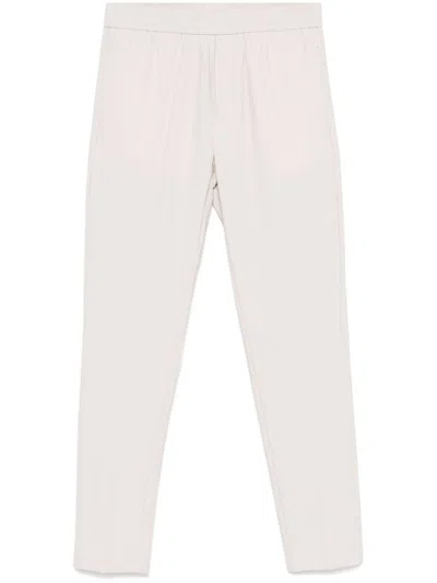 P.m.d.s Off White Elasticated Drawstring Trouser In Black