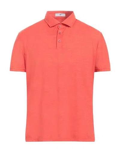 Pmds Premium Mood Denim Superior Man Polo Shirt Orange Size L Polyamide, Polyester, Elastane In Red