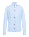 Pmds Premium Mood Denim Superior Man Shirt Sky Blue Size L Polyamide, Polyester, Elastane In Blue
