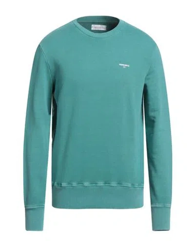 Pmds Premium Mood Denim Superior Man Sweatshirt Turquoise Size L Cotton In Blue
