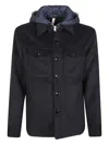 P.m.d.s Quilted Hooded Shirt In Blue
