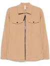 P.m.d.s Pmds Sand Beige Shirt With Two-way Zip And Flap Pockets