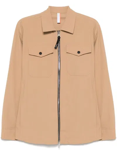 P.m.d.s Pmds Sand Beige Shirt With Two-way Zip And Flap Pockets In Neutral