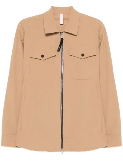 P.M.D.S PMDS SAND BEIGE SHIRT WITH TWO-WAY ZIP AND FLAP POCKETS