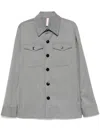 P.m.d.s Pmds Medium Grey Button-up Shirt Jacket With Flap Pockets