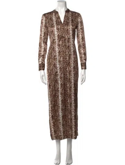 Pre-owned Pnina Tornai Animal Print Long Dress In Neutral