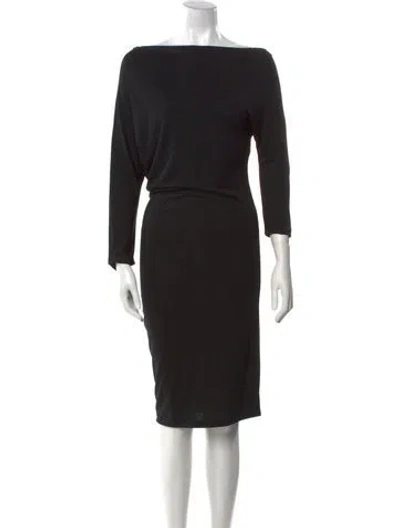 Pre-owned Pnina Tornai Bateau Neckline Midi Length Dress In Black