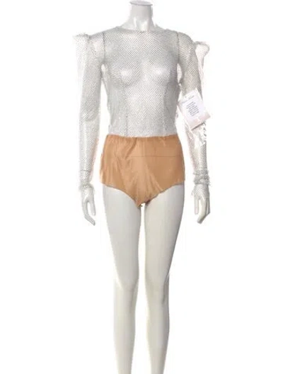 Pre-owned Pnina Tornai Crew Neck Long Sleeve Top In White