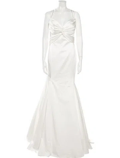 Pre-owned Pnina Tornai Halterneck Long Dress In Neutrals