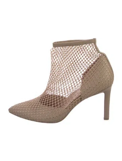 Pre-owned Pnina Tornai Leather Crystal Embellishments T-strap Pumps In Neutral