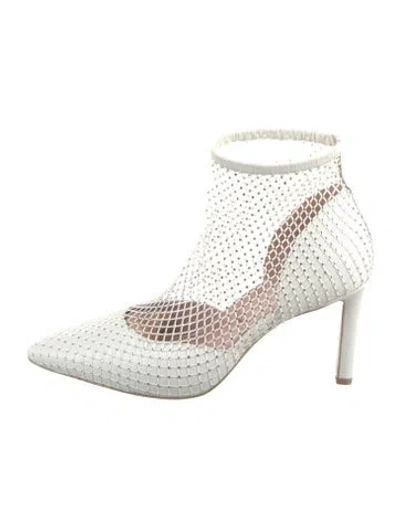 Pre-owned Pnina Tornai Leather Mesh Accents Boots W/ Tags In White