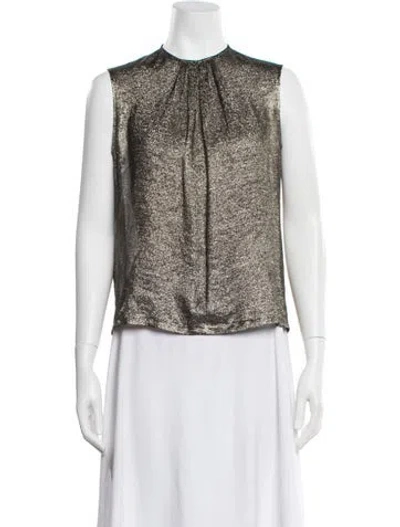 Pre-owned Pnina Tornai Patterned Crew Neck Top In Gold