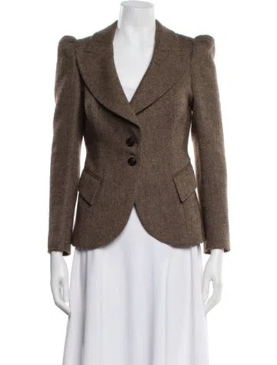 Pre-owned Pnina Tornai Plaid Print Blazer In Brown