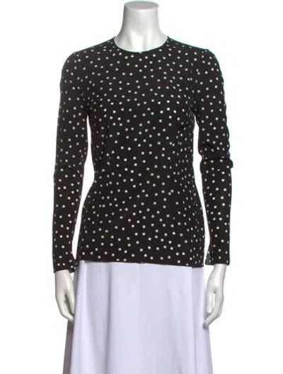 Pre-owned Pnina Tornai Polka Dot Print Crew Neck Top In Black