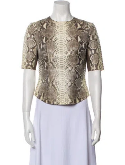 Pre-owned Pnina Tornai Python Animal Print T-shirt In Neutral