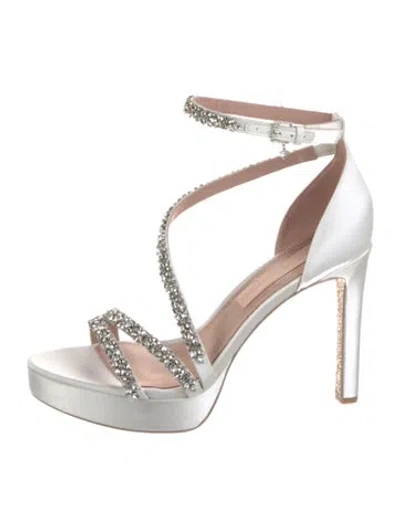 Pre-owned Pnina Tornai Satin Animal Print Sandals W/ Tags In White