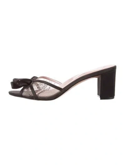 Pre-owned Pnina Tornai Satin Bow Accents Slides In Black