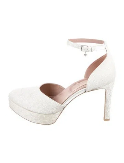 Pre-owned Pnina Tornai Satin Crystal Embellishments Sandals In White