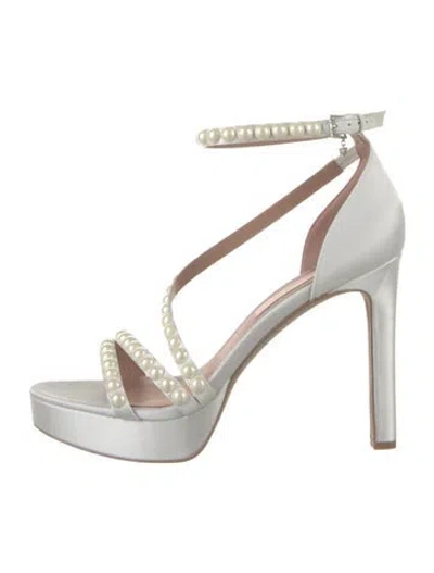 Pre-owned Pnina Tornai Satin Glitter Accents Sandals In White