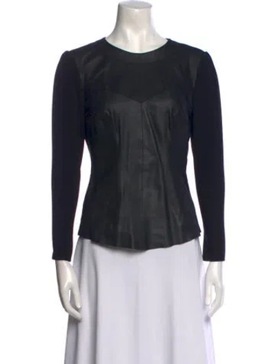Pre-owned Pnina Tornai Scoop Neck Long Sleeve Top In Black