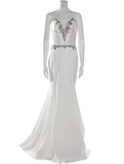 Pre-owned Pnina Tornai Strapless Long Dress In White