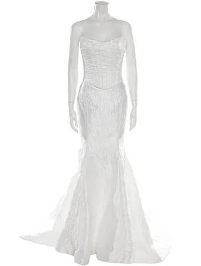 Pre-owned Pnina Tornai Strapless Long Dress In White