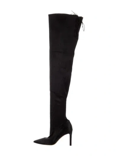 Pre-owned Pnina Tornai Suede Crystal Embellishments Boots In Black