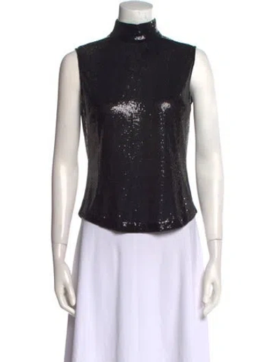 Pre-owned Pnina Tornai Turtleneck Sleeveless Top In Black