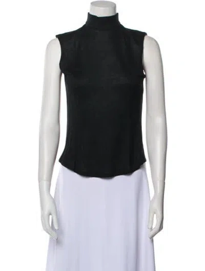 Pre-owned Pnina Tornai Turtleneck Sleeveless Top In Black